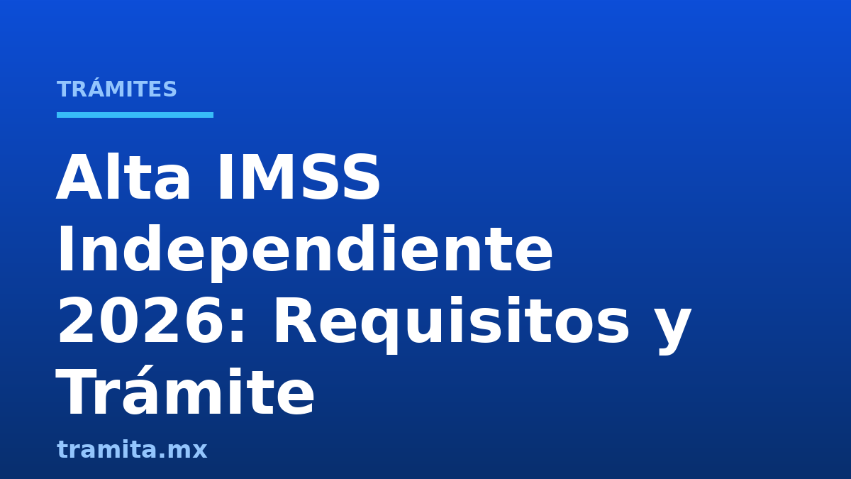 Alta IMSS Independiente 2026: Requisitos y Trámite
