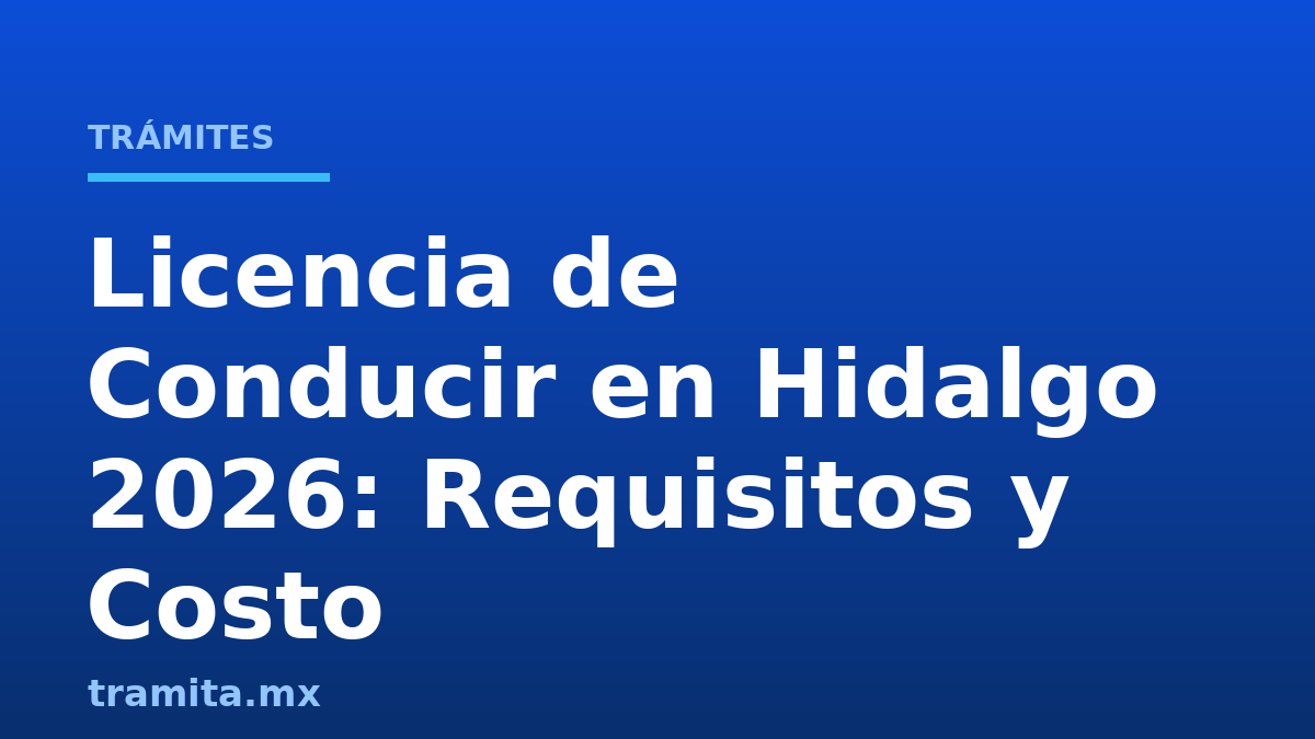 Licencia de Conducir en Hidalgo 2026: Requisitos y Costo