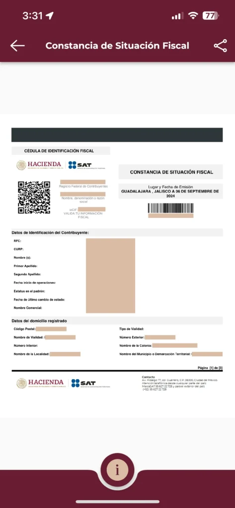 constancia de situacion fiscal en aplicacion sat movil